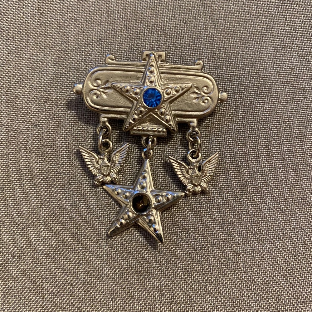 Vintage pin, stars and eagle charm